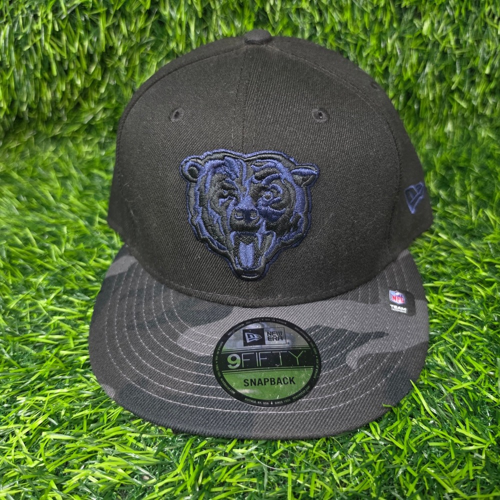 New Era Chicago Bears Hat Mens OSFM Black Grey Camo 9FIFTY NFL Snapback Cap